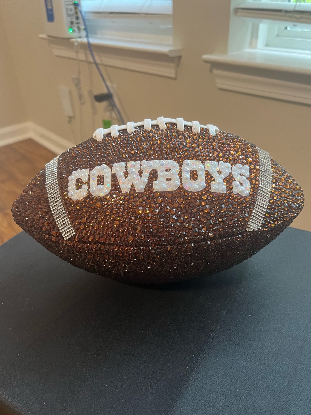 Embellished Cowboys Decorative Football - Brown and White